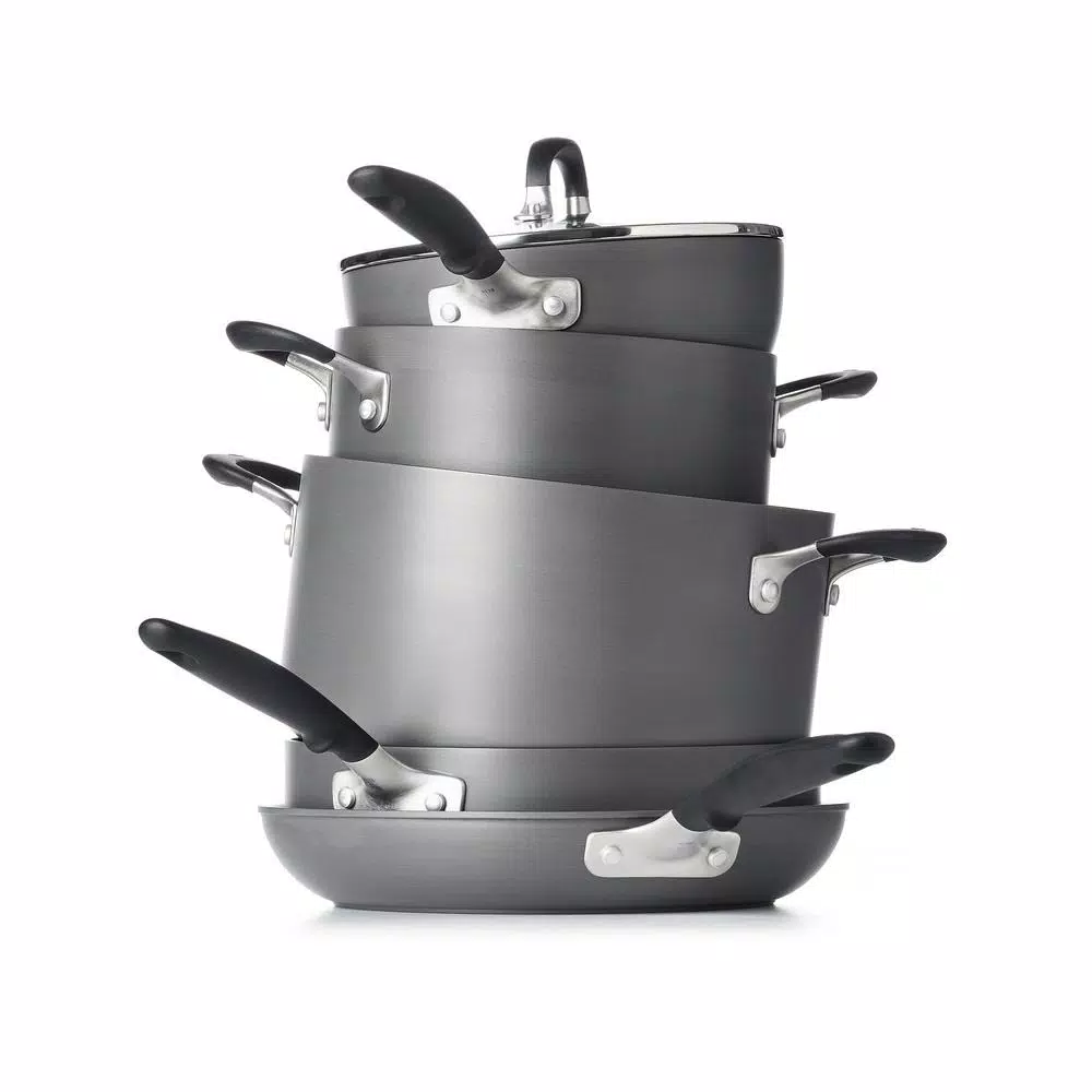 OXO Good Grips 10-Piece Hard-Anodized Aluminum Nonstick Cookware Set, Gray