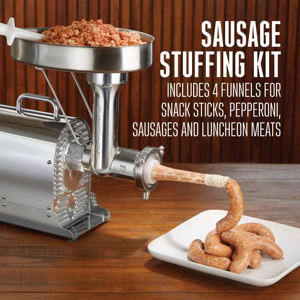 Weston Pro Series #22 1.5 HP Stainless Steel Electric Meat Grinder & Sausage Stuffer