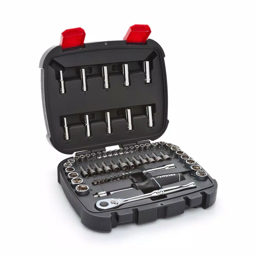 Husky 67-Piece Mechanics Tool Set with 2-Piece Metric Quad Drive Ratcheting Wrench Set
