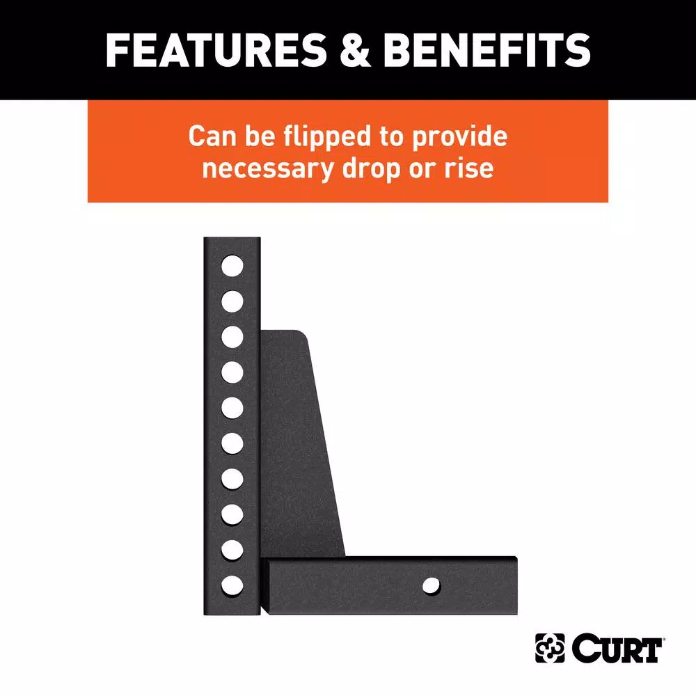 CURT Weight Distribution Shank, 2 in. Shank, 7 in. Drop, 10.5 in. Rise