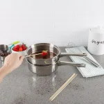 Classic Cuisine 1.5 Qt. Stainless Steel Double Boiler Saucepan Set with Tempered Glass Lid thumbnail 2