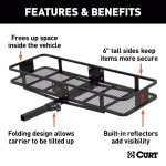 CURT Steel Wide Basket Style Hitch Cargo Carrier, 500 lb. Capacity, 2 in. Receiver thumbnail 2