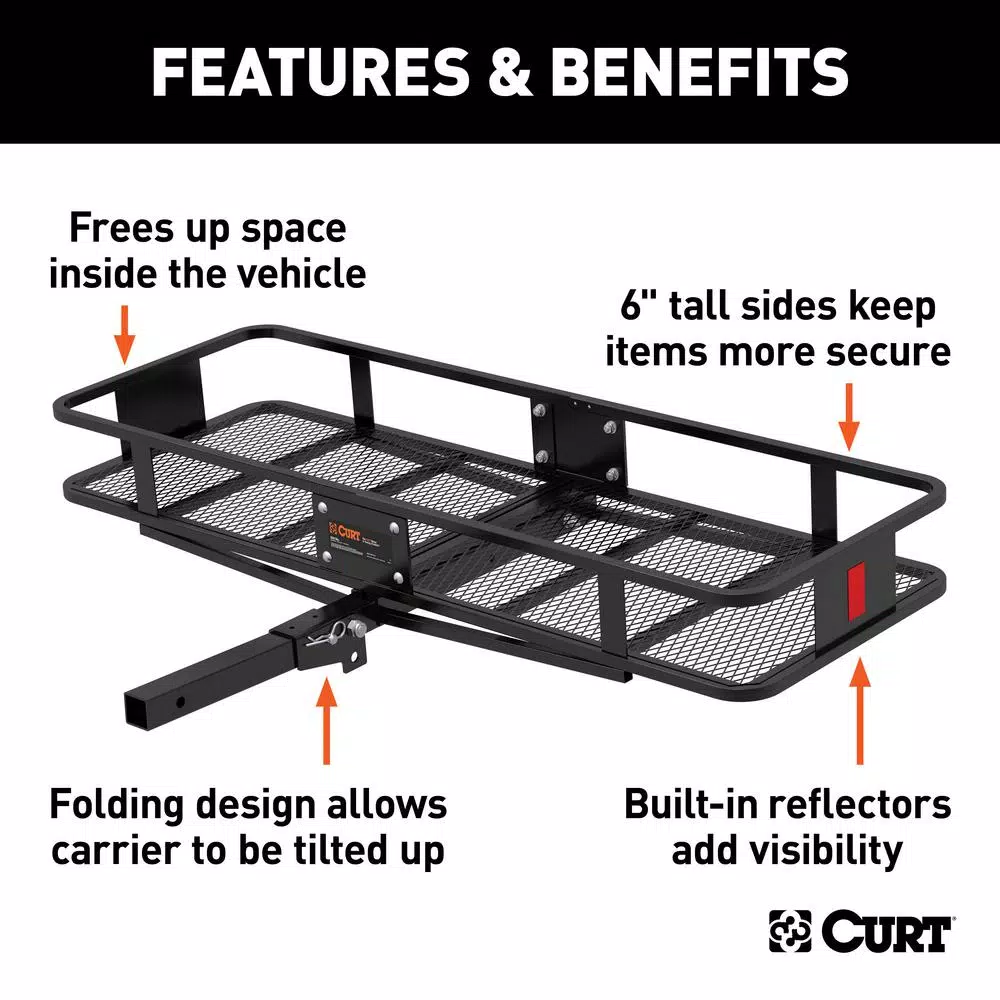 CURT Steel Wide Basket Style Hitch Cargo Carrier, 500 lb. Capacity, 2 in. Receiver