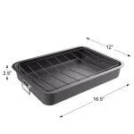 Classic Cuisine Heavy Duty Nonstick Carbon Steel Roasting Pan with Angled Rack thumbnail 2
