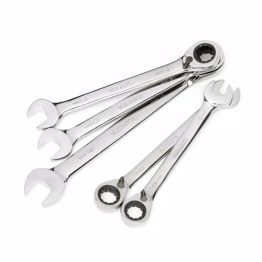 Husky 5-Piece Metric Reversible Ratcheting Wrench Set, Large Sizes
