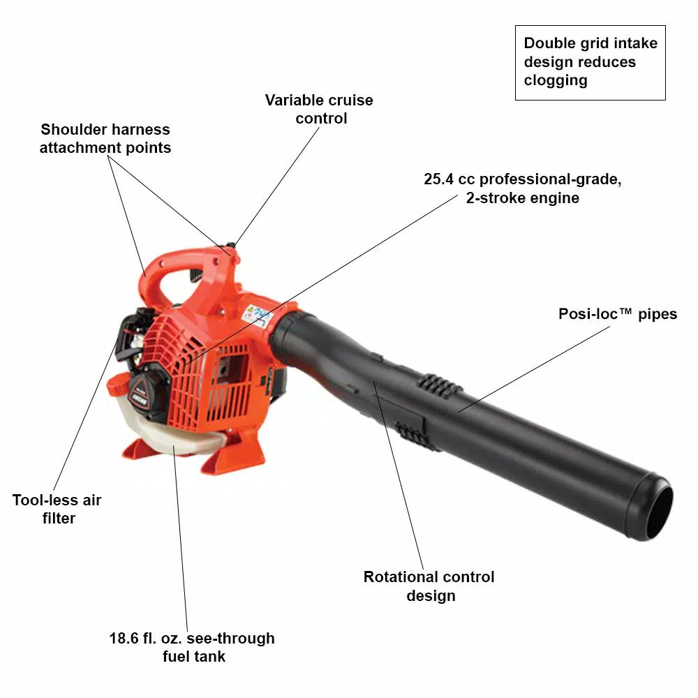 ECHO PB-2520 Gas Handheld Leaf Blower, 25.4 cc, 453 CFM, 170 MPH