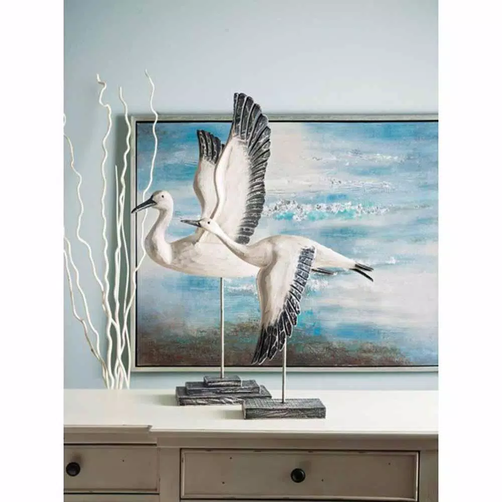 IMAX Trisha Yearwood Outer Banks Birds in Flight - Set of 2 Hand Carved Wood Sculptures