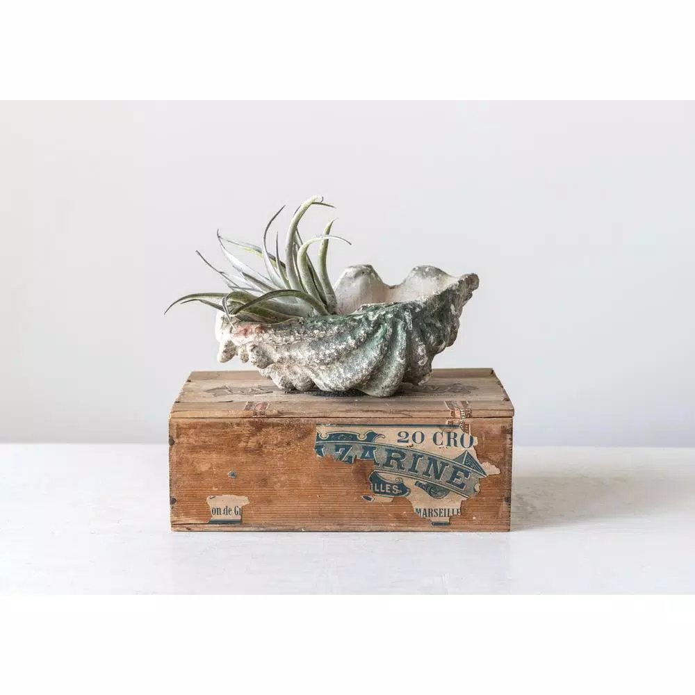 3R Studios Coastal Style Shell Shaped Ceramic Figurine - Gray Decorative Dish
