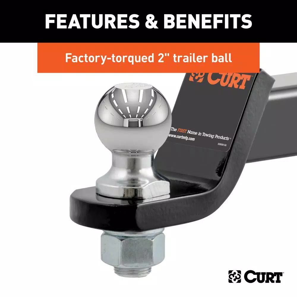 CURT Loaded Ball Mount with 2" Ball, 2" Shank, 7,500 lbs. Capacity, 2" Drop