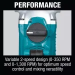 Makita 18V LXT Brushless Cordless 1/2 in. Mixer Kit with 5.0Ah Battery thumbnail 5