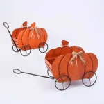 Gerson Assorted 21.85 in. Nesting Wood Pumpkin Wagons, Set of 2 thumbnail 1