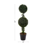Pure Garden 36 in. Artificial Double Ball Podocarpus Topiary with Pot thumbnail 2