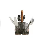 MIND READER Stainless Steel Utensil Caddy & Silverware Organizer with Wood Handle thumbnail 3