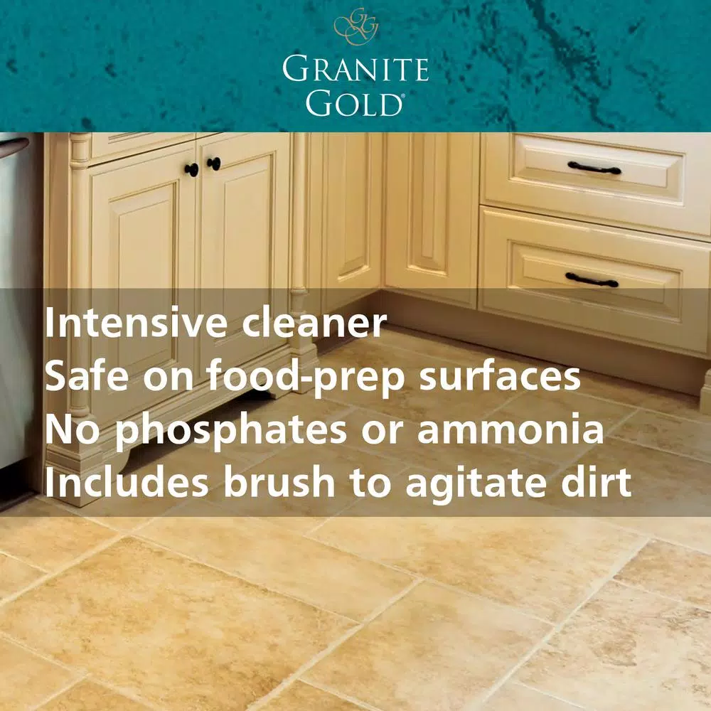 Granite Gold Grout Cleaner with Brush, 24 oz. - Safe for Stone, Tile, Porcelain, Ceramic & Glass