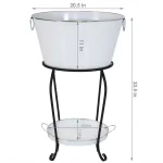 Sunnydaze Decor Sunnydaze 7.5 Gallon White Galvanized Steel Ice Bucket Beverage Holder with Stand and Tray thumbnail 4