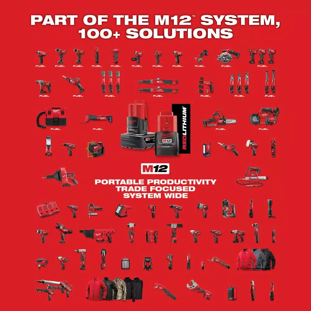 Milwaukee M12 12V Lithium-Ion Cordless 3/8 in. and 1/4 in. Ratchet Kit with Battery, Charger and Bag