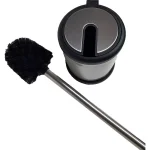Unbranded Stainless Steel Toilet Bowl Brush Holder with Hinged Folding Lid - Chrome thumbnail 5