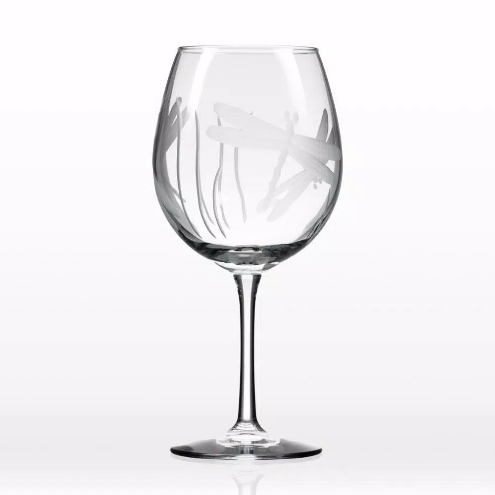 Rolf Glass Dragonfly Etched 18 oz. Balloon Red Wine Glasses, Set of 4