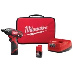 Milwaukee M12 12V Lithium-Ion Cordless 1/4 in. Hex Screwdriver Kit with Two 1.5 Ah Batteries, Charger and Bag thumbnail 1