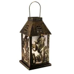 LUMABASE Golden Black Battery Operated Lighted Halloween Lantern with Fairy Lights thumbnail 1
