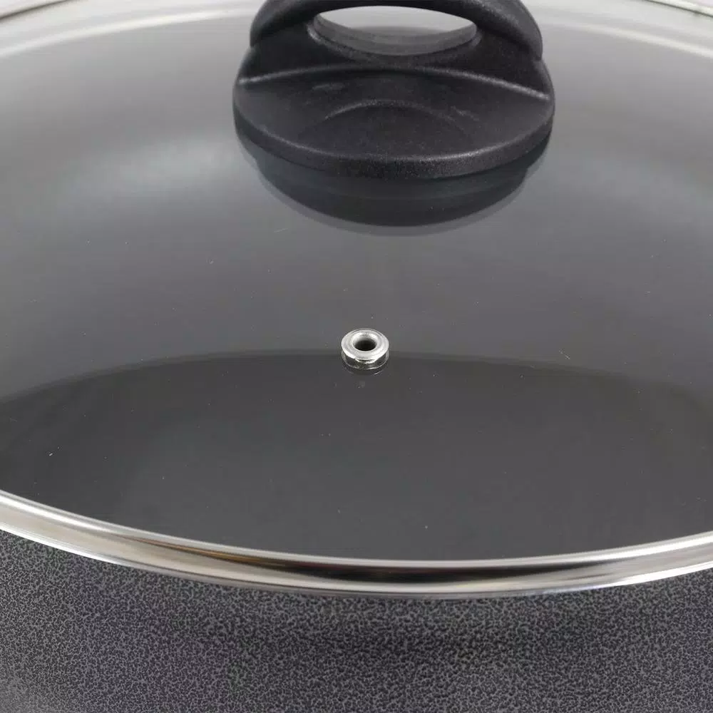 Oster Clairborne 5 qt. Aluminum Nonstick Saute Pan with Glass Lid, 12 in., Charcoal Grey