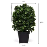 Costway 24 in. Artificial Boxwood Topiary Ball Tree Set of 2 - Indoor/Outdoor Faux Greenery thumbnail 4