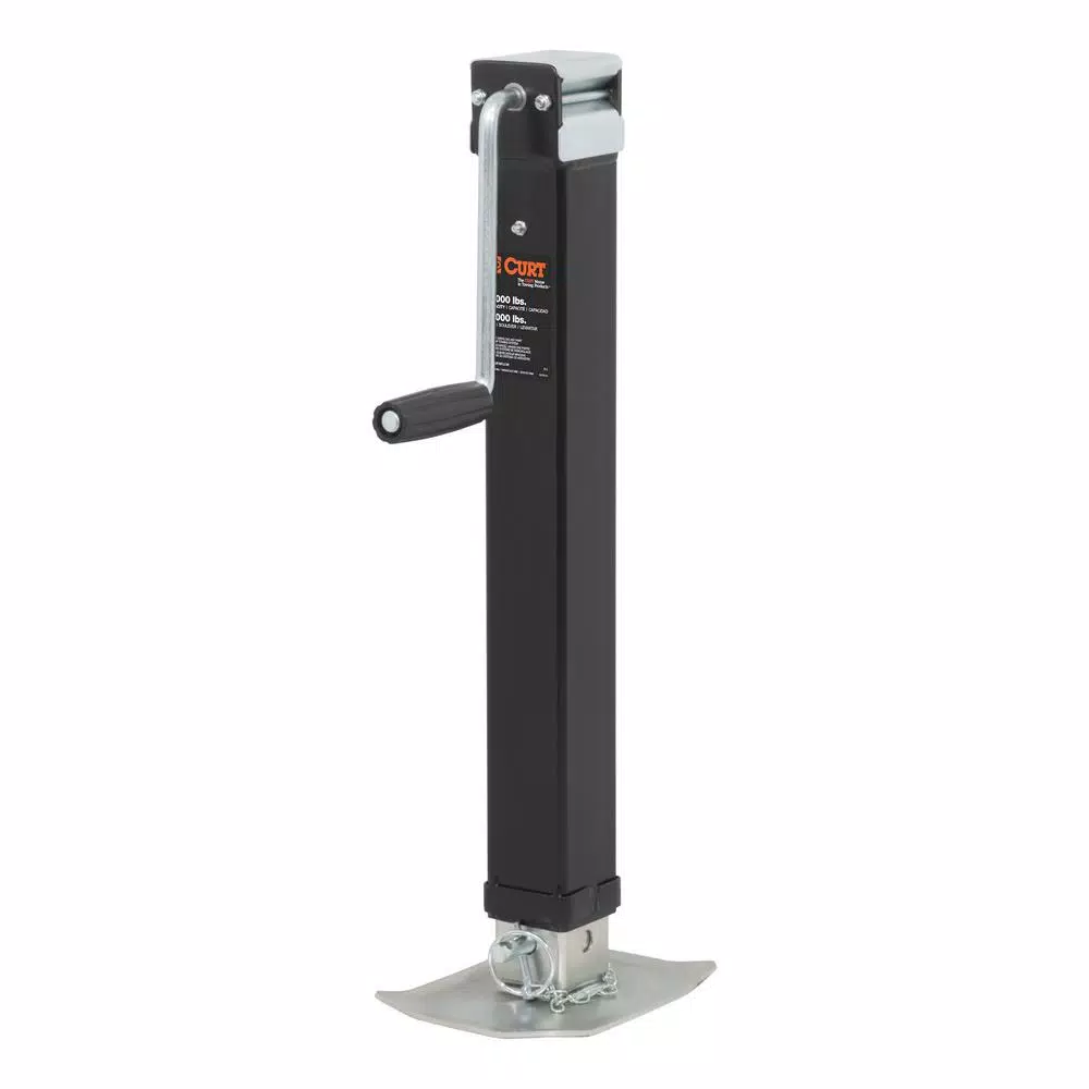 CURT Direct-Weld Square Trailer Jack with Side Handle, 8,000 lbs. Support, 15 in. Travel
