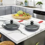 MegaChef 6-Piece Pre-Seasoned Cast Iron Skillet Set with Lids and Silicone Holders thumbnail 4