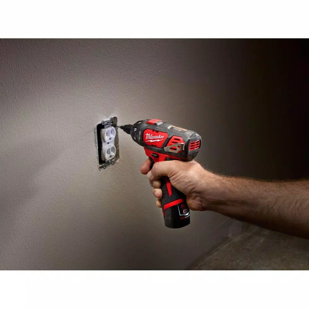 Milwaukee M12 12V Lithium-Ion Cordless 1/4 in. Hex Screwdriver Kit with 45-Piece SHOCKWAVE Bit Set
