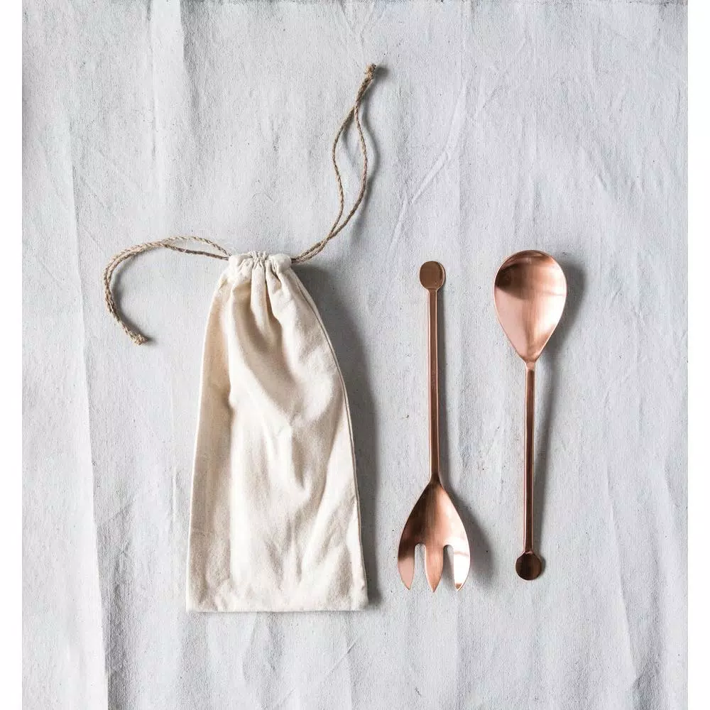 3R Studios Copper Finished 2-Piece Stainless Steel Salad Servers Set