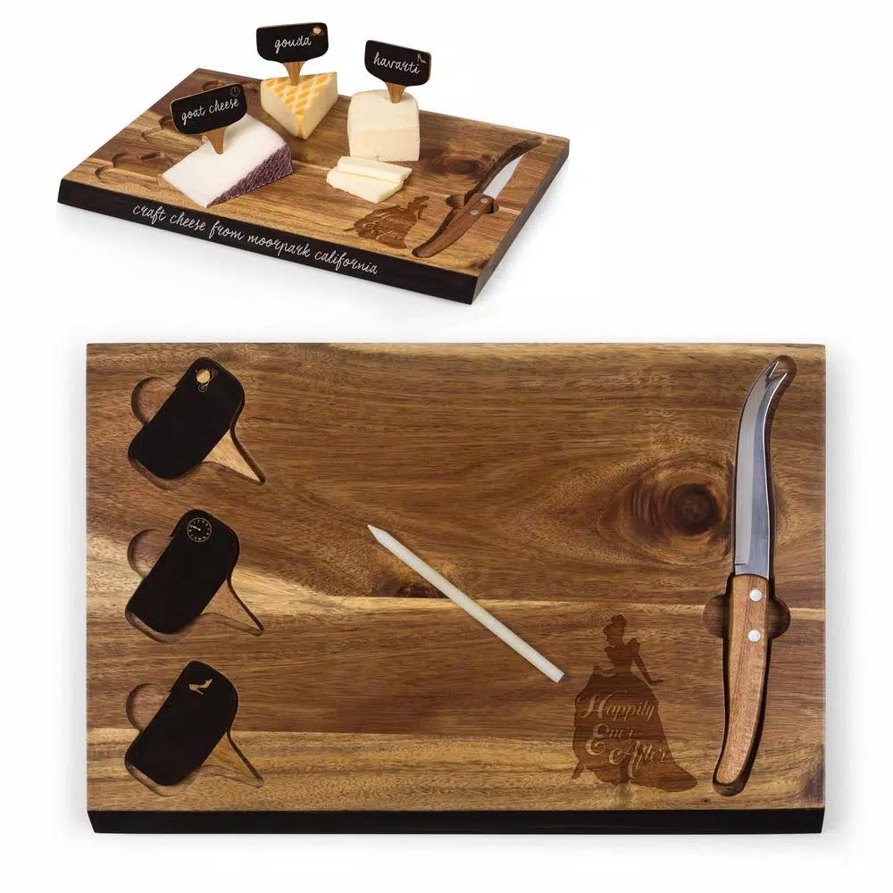 TOSCANA Cinderella Delio 15 in. Acacia Wood Cheese Board and Tools Set