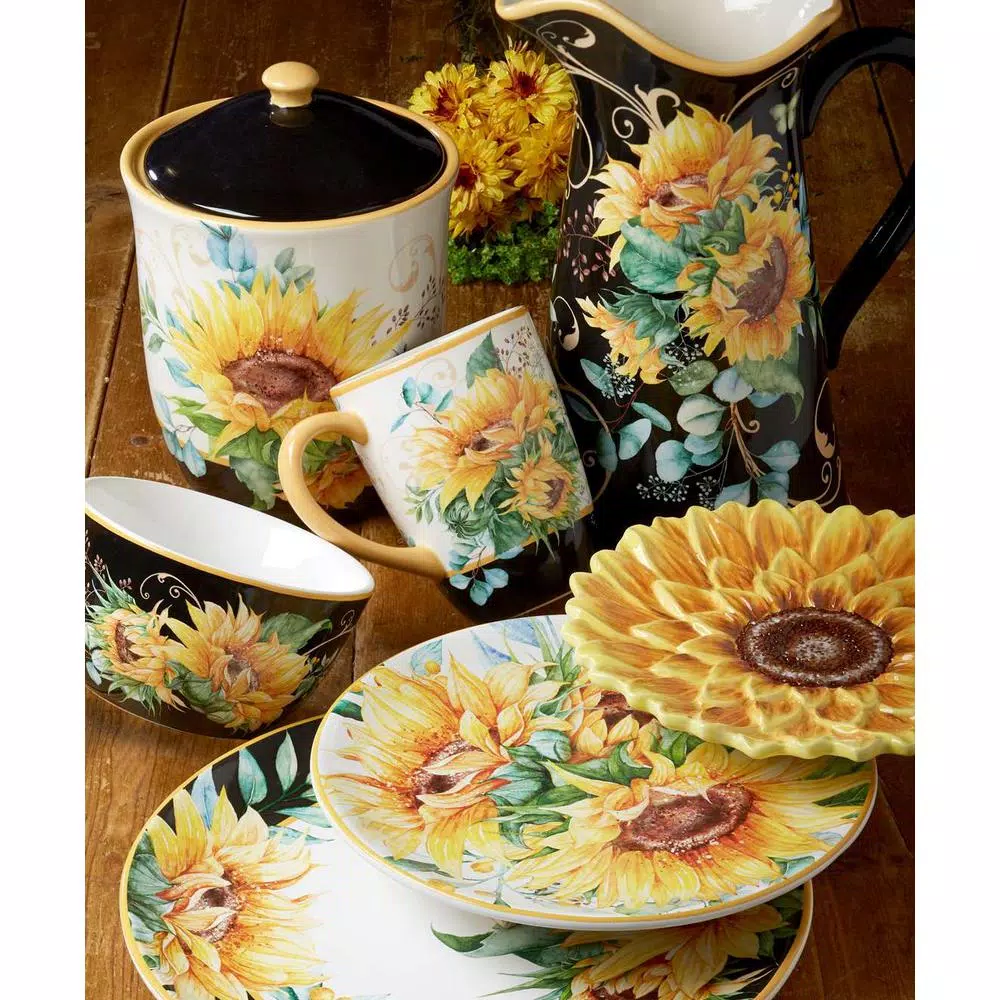 Certified International Sunflower Fields 96 oz. Multicolored Earthenware Pitcher