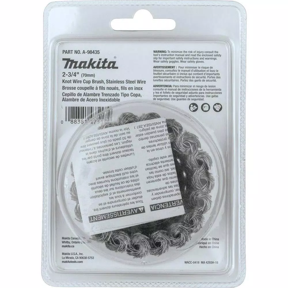 Makita 2-3/4 in. Stainless Steel Knot Wire Cup Brush for Angle Grinders