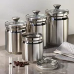 Tramontina Gourmet 4-Piece 18/10 Stainless Steel Canister Set with Tempered Glass Lids thumbnail 4