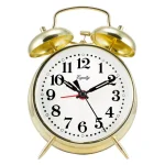 Equity by La Crosse Analog 4.5 in. Gold Metal Twin Bell Keywind Alarm Clock thumbnail 1