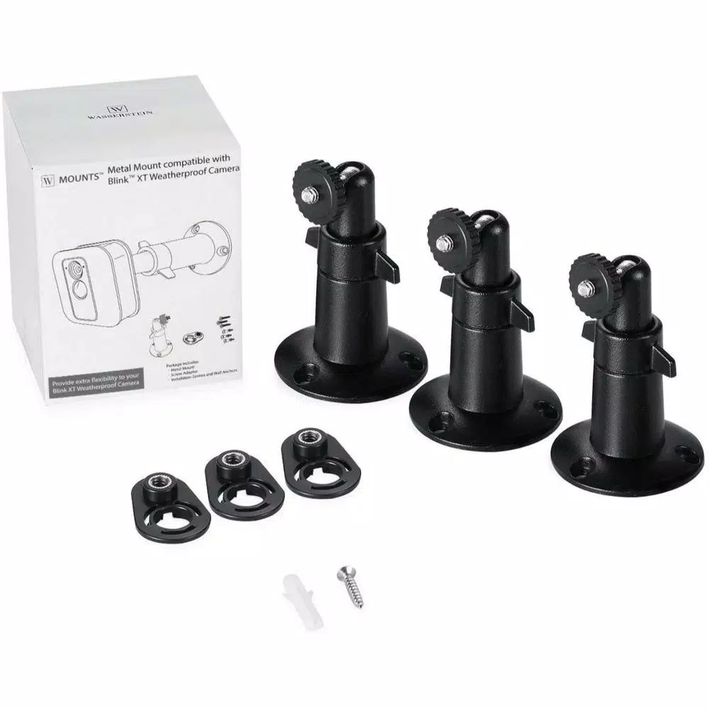 Wasserstein Metal Wall Mount for Blink Outdoor, XT and XT2 Cameras - 3-Pack, Black