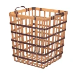 Home Decorators Collection Square Natural Bamboo and Leather Decorative Storage Basket thumbnail 5
