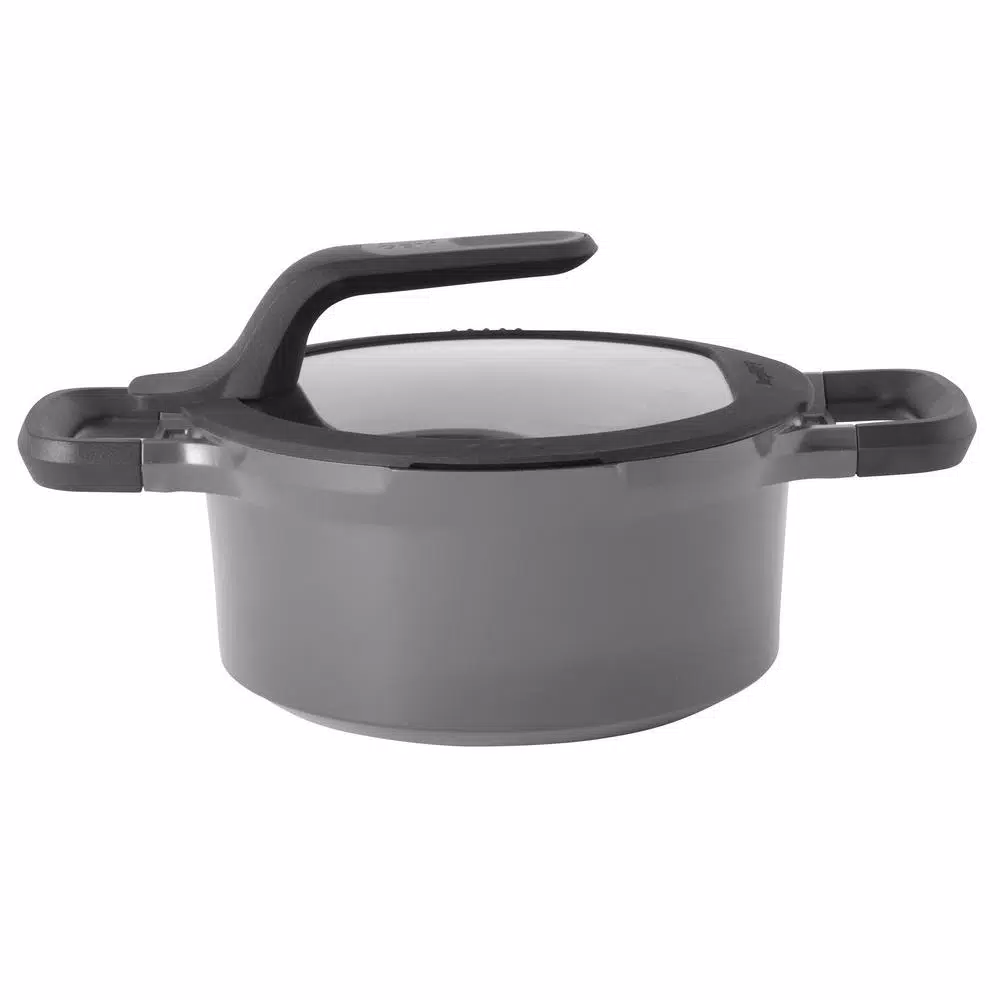 BergHOFF GEM Stay Cool 3 qt. Cast Aluminum Nonstick Casserole Dish with Glass Lid, Gray