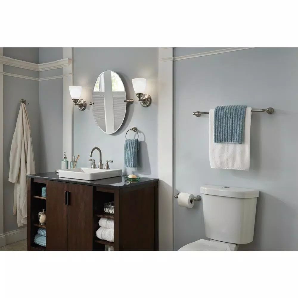 Moen Banbury 3-Piece Brushed Nickel Bath Hardware Set with 24 in. Towel Bar, Towel Ring, and Toilet Paper Holder