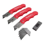 Stalwart Folding Utility Knife Set, 3-Pack with 9 Replacement Blades thumbnail 1