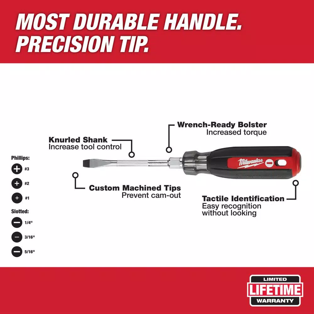 Milwaukee 6-Piece Cushion Grip Screwdriver Set with Hardened Tips
