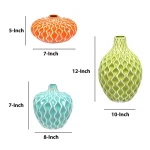 Benjara Agatha Colorful Ceramic Decorative Vases, Set of 3, Modern Table Vases thumbnail 5