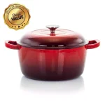 MegaChef 5 Qt. Round Enameled Cast Iron Casserole Dish with Lid, Red thumbnail 1