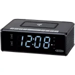 JENSEN Dual Alarm Clock Radio with Qi Wireless Charging, AM/FM, USB Port, and Aux Input - Black thumbnail 1