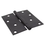 Everbilt 4 in. Matte Black Square Corner Smooth Action Butt Door Hinge, 3-Pack thumbnail 2