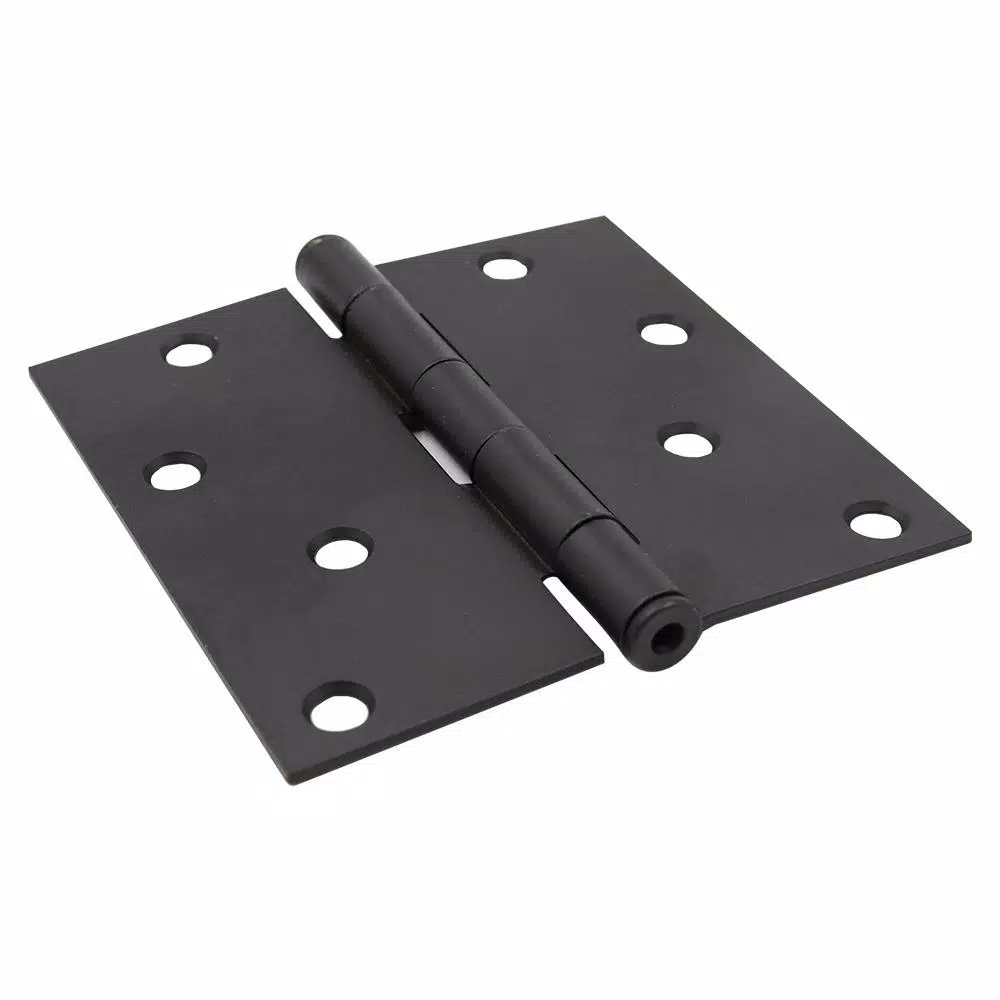 Everbilt 4 in. Matte Black Square Corner Smooth Action Butt Door Hinge, 3-Pack