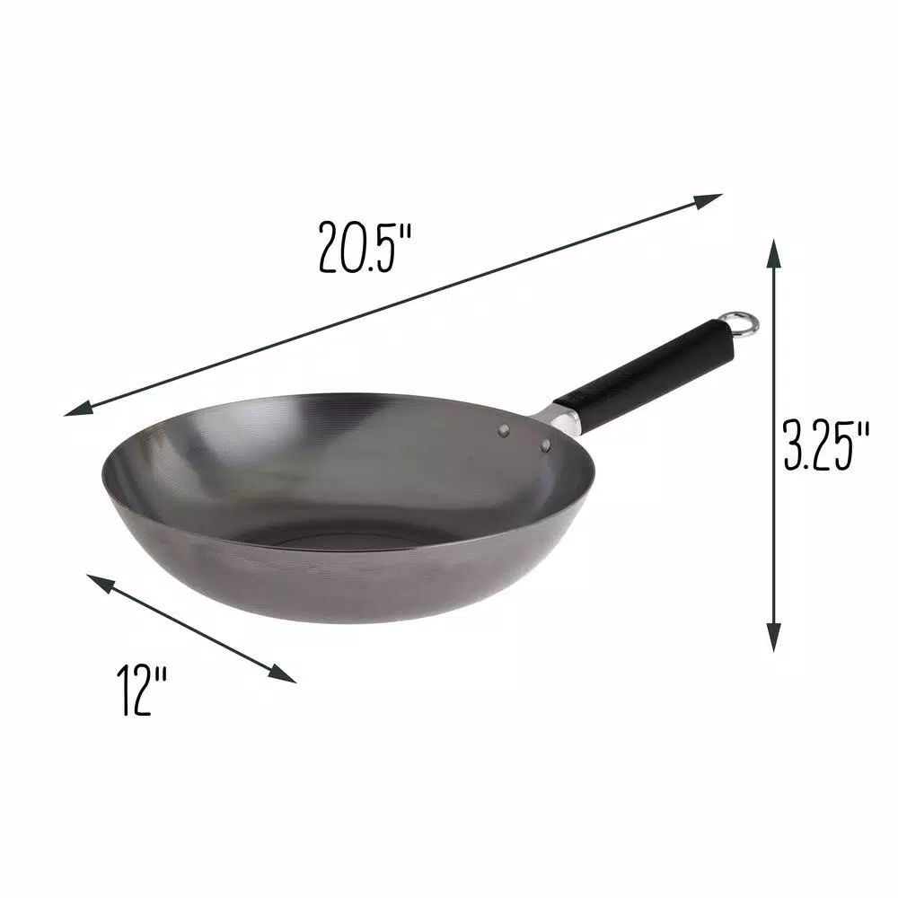 Honey-Can-Do Joyce Chen 12 in. Carbon Steel Stir Fry Pan with Removable Ergonomic Handle