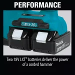 Makita 18V X2 LXT (36V) 1 in. SDS-Plus Rotary Hammer Kit with Bonus 18V LXT 1/2 in. Impact Wrench thumbnail 8