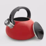 ExcelSteel 3 Qt. Red Stainless Steel Whistling Tea Kettle with Stay-Cool Bakelite Handle thumbnail 3