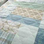 DONNA SHARP Tidepool Green Microfiber Coastal Patchwork Reversible Throw Blanket thumbnail 3